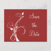Rode en Witte Bloemige Save the Date-ansichtkaart Aankondigingskaart (Voorkant)