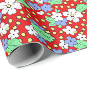 Rode en witte bloesems bloemeninpakpapier cadeaupapier (Rol Hoek)