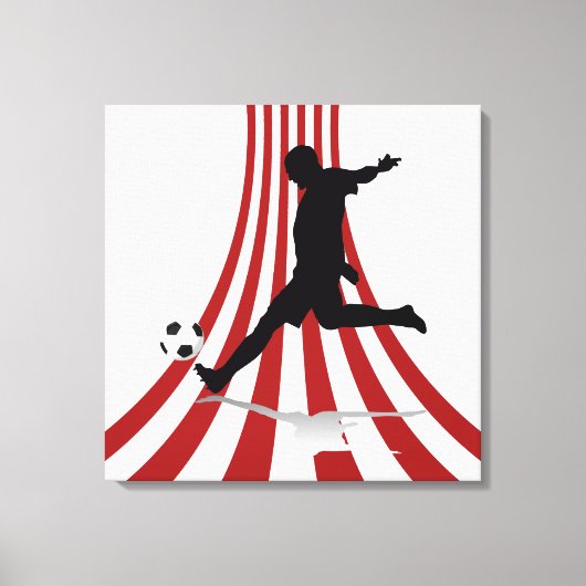 Rode en witte bogen Voetbalspeler ontwerp Canvas Afdruk (Voorkant)