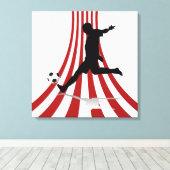 Rode en witte bogen Voetbalspeler ontwerp Canvas Afdruk (Insitu (Houten vloer))