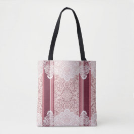 Rode en witte boho paisley print AI-kunst Tote Bag