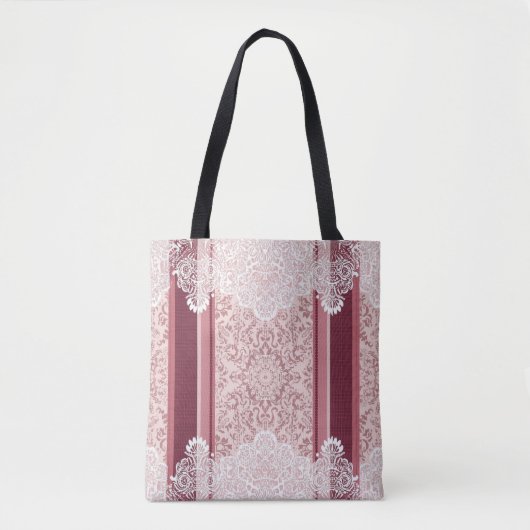 Rode en witte boho paisley print AI-kunst Tote Bag (Voorkant)