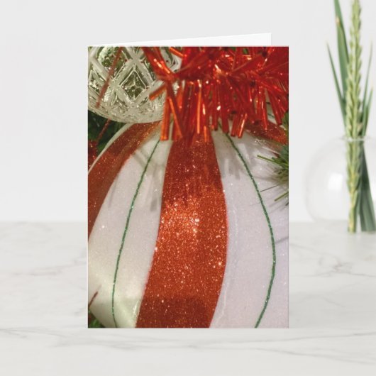 Rode en witte bollen Kerst Kaart (Voorkant)