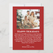 Rode en witte boom patroon foto kerst feestdagenkaart (Achterkant)