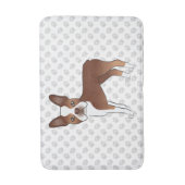 Rode En Witte Boston Terrier Cartoon Hond & Pootaf Badmat (Voorkant Verticaal)