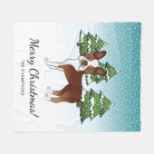 Rode En Witte Boston Terrier In Een Winterbos Fleece Deken (Voorkant (Horizontaal))