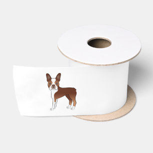 Rode en Witte Boston Terrier Moppige Cartoon Honde Satijnen Lint