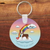 Rode En Witte Boston Terrier Regenboog Herdenking Sleutelhanger (Voorkant)