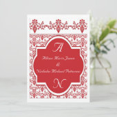 Rode en Witte bruiloft Kaart (Staand voorkant)