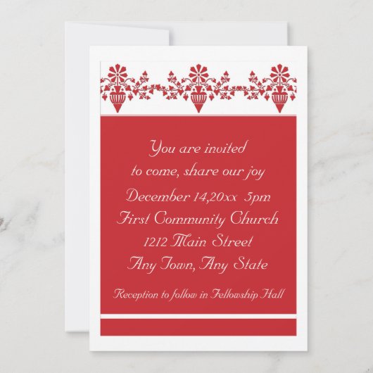 Rode en Witte bruiloft Kaart (Achterkant)