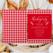 Rode En Witte Buffalo Check Thanksgiving-diner Kaart