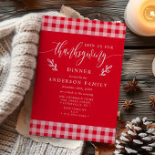 Rode En Witte Buffalo Check Thanksgiving-diner Kaart