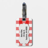rode en witte buffelpleister bagagelabel (Achterkant verticaal)