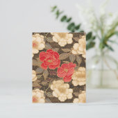 Rode en witte Camellias Chiyogami Briefkaart (Staand voorkant)