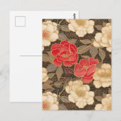 Rode en witte Camellias Chiyogami Briefkaart (Voorkant / Achterkant)