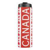 Rode en Witte Canada Tumbler – Esblad Patroon Thermosbeker (Voorkant)