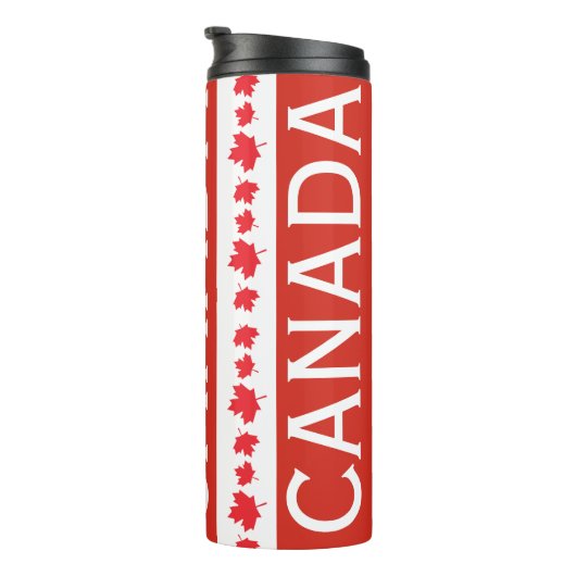 Rode en Witte Canada Tumbler – Esblad Patroon Thermosbeker (Geroteerd rechts)