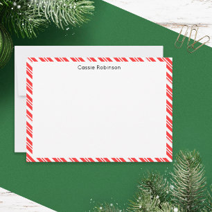 Rode en Witte Candidystrepen Kerstmis Notitiekaartje