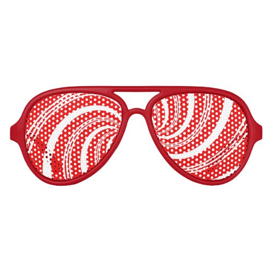 Rode en Witte Candy Cane Draai Aviator Zonnebril (Voorkant)