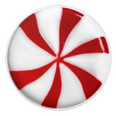 Rode en witte Candy Cane Peppermint Kerstmis Keramische Knop (Voorkant)