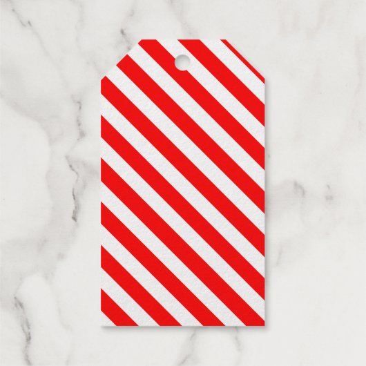 Rode en Witte Candy Cane Stripes Gift Label (Achterkant)