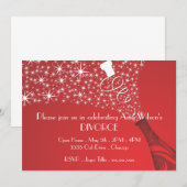 Rode en witte champagne Divorce Uitnodiging (Voorkant / Achterkant)