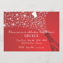 Rode en witte champagne Divorce Uitnodiging