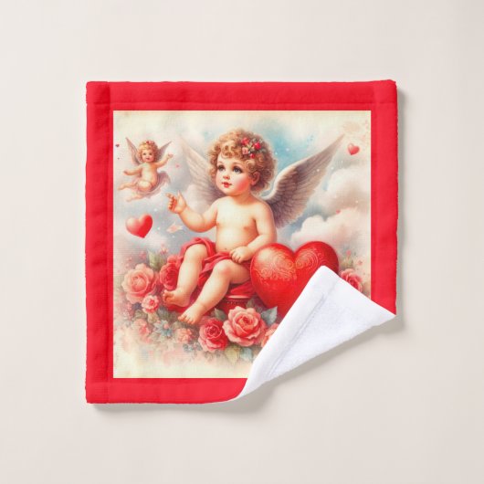 Rode en witte Cherub Angels Bad Handdoek (Wasdoekje)