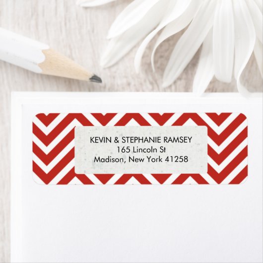 Rode en witte Chevron Etiket (Insitu)