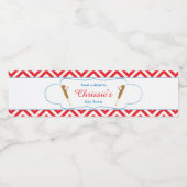 Rode en Witte Chevron Honkbal Baby Waterfles Etiket (Enkel label)