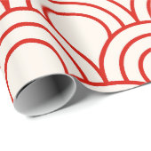 Rode en Witte Chinese Geschulpte Golf Cadeaupapier (Rol Hoek)