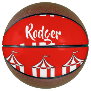 Rode en witte cirkeltenten basketbal