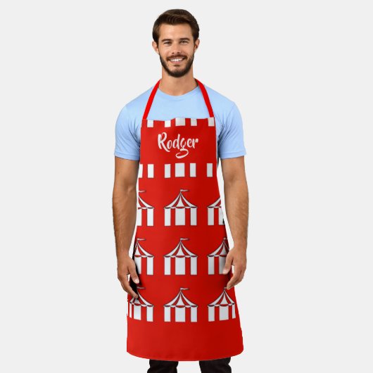 Rode en witte cirkeltenten schort (Gedragen)