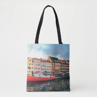 RODE EN WITTE CONCRETE BOUWEN TOTE BAG