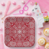 Rode en witte cowboy papieren bordje (Feest)