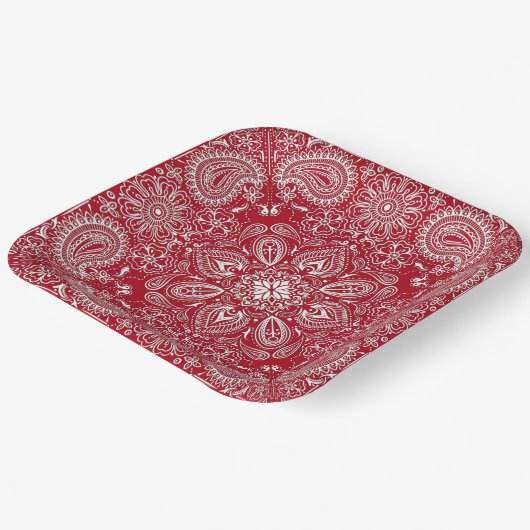 Rode en witte cowboy papieren bordje (Gebogen)