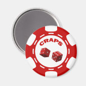 RODE EN WITTE CRAPS CHIP MAGNEET (Voorkant / Achterkant)