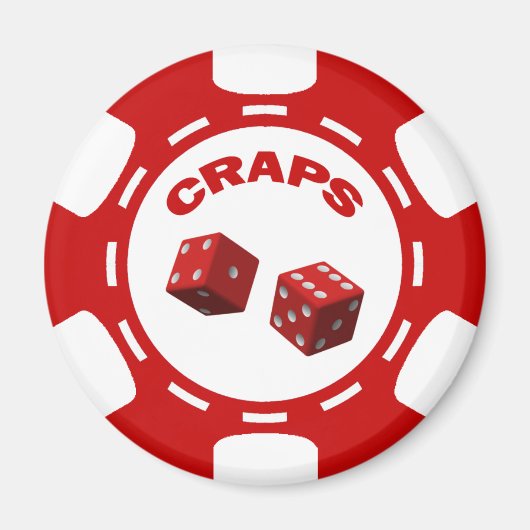 RODE EN WITTE CRAPS CHIP MAGNEET (Voorkant)