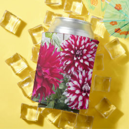 Rode en Witte Dahlias Bloemen Blikje Koeler