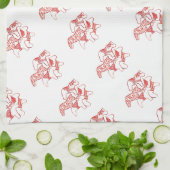 Rode en witte Dala Horses Keukenhanddoeken (Gevouwen)