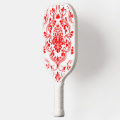 Rode en witte Damask Bloemen Pickleball Paddle (Links)
