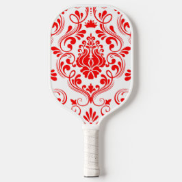 Rode en witte Damask Bloemen Pickleball Paddle