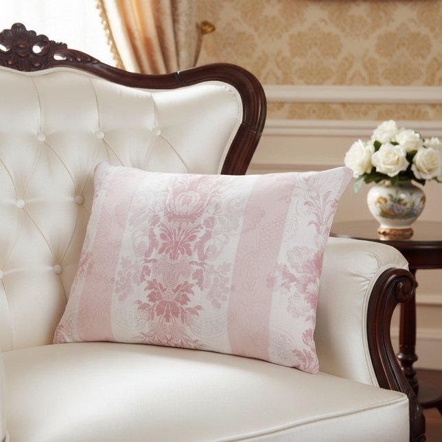  rode en witte Damask Stripes op Satin Accent Kussen (Creator heeft geüpload)