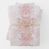  rode en witte Damask Stripes op Satin Inpakpapier Vel (In situ)