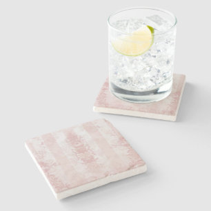 rode en witte Damask Stripes op Satin Stenen Onderzetter