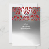 RODE  EN WITTE DAMASTEN EDLESTEEN MONOGRAM KAART (Achterkant)