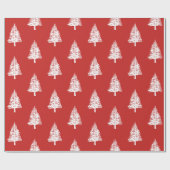 Rode en Witte Dennenbomen Kerstmis Cadeaupapier (Vlak)