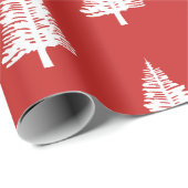 Rode en Witte Dennenbomen Kerstmis Cadeaupapier (Rol Hoek)