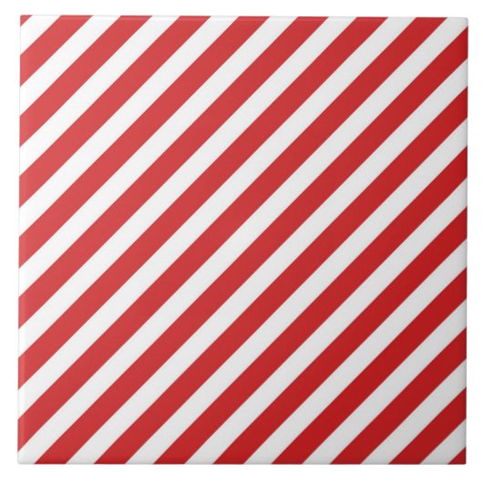 Rode en Witte Diagonale Strepen Tegeltje (Voorkant)
