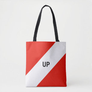 Rode en witte diagonale strepen tote bag